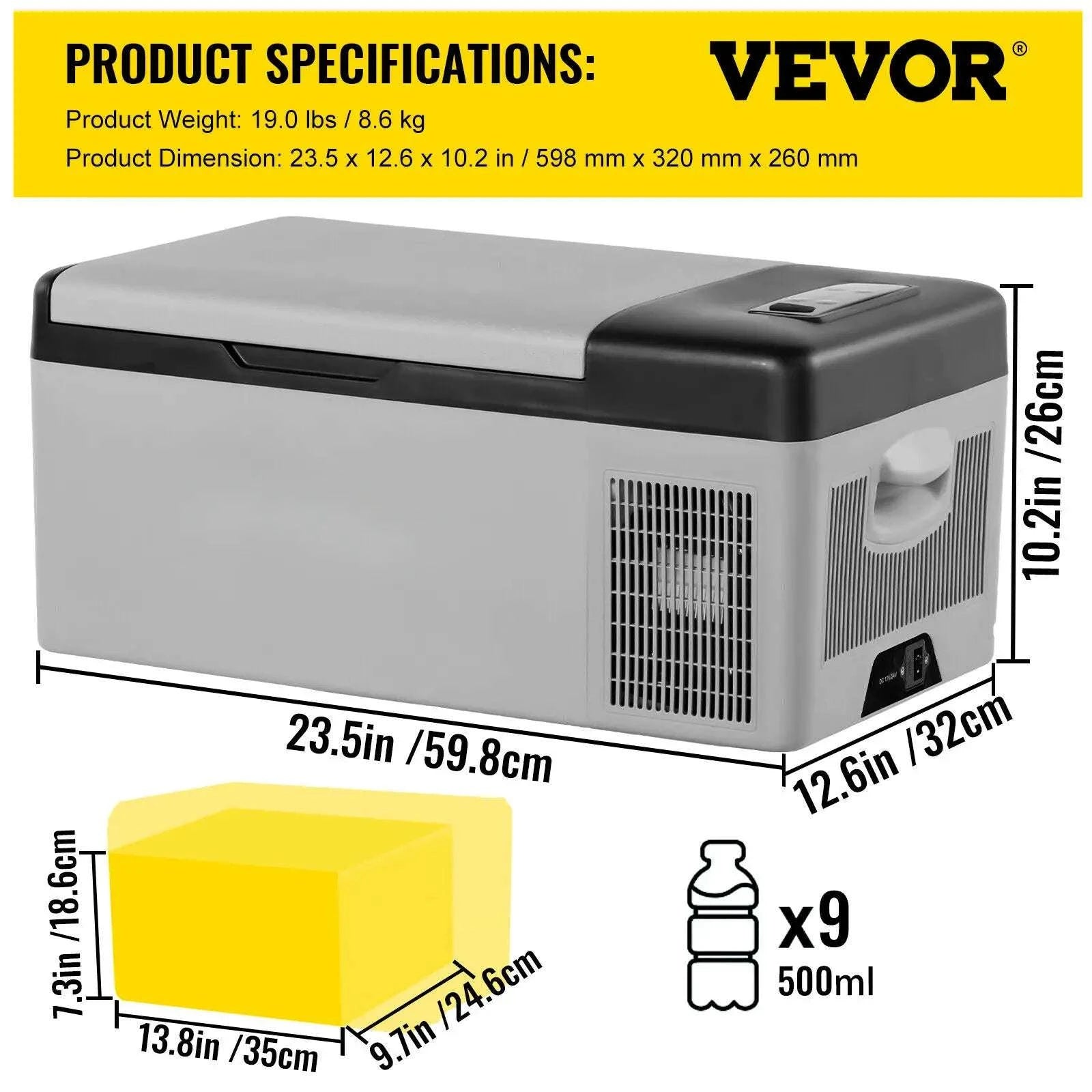 Portable Car Fridge Freezer 9L/15L Compressor Cooler for Travel-15L / United States
