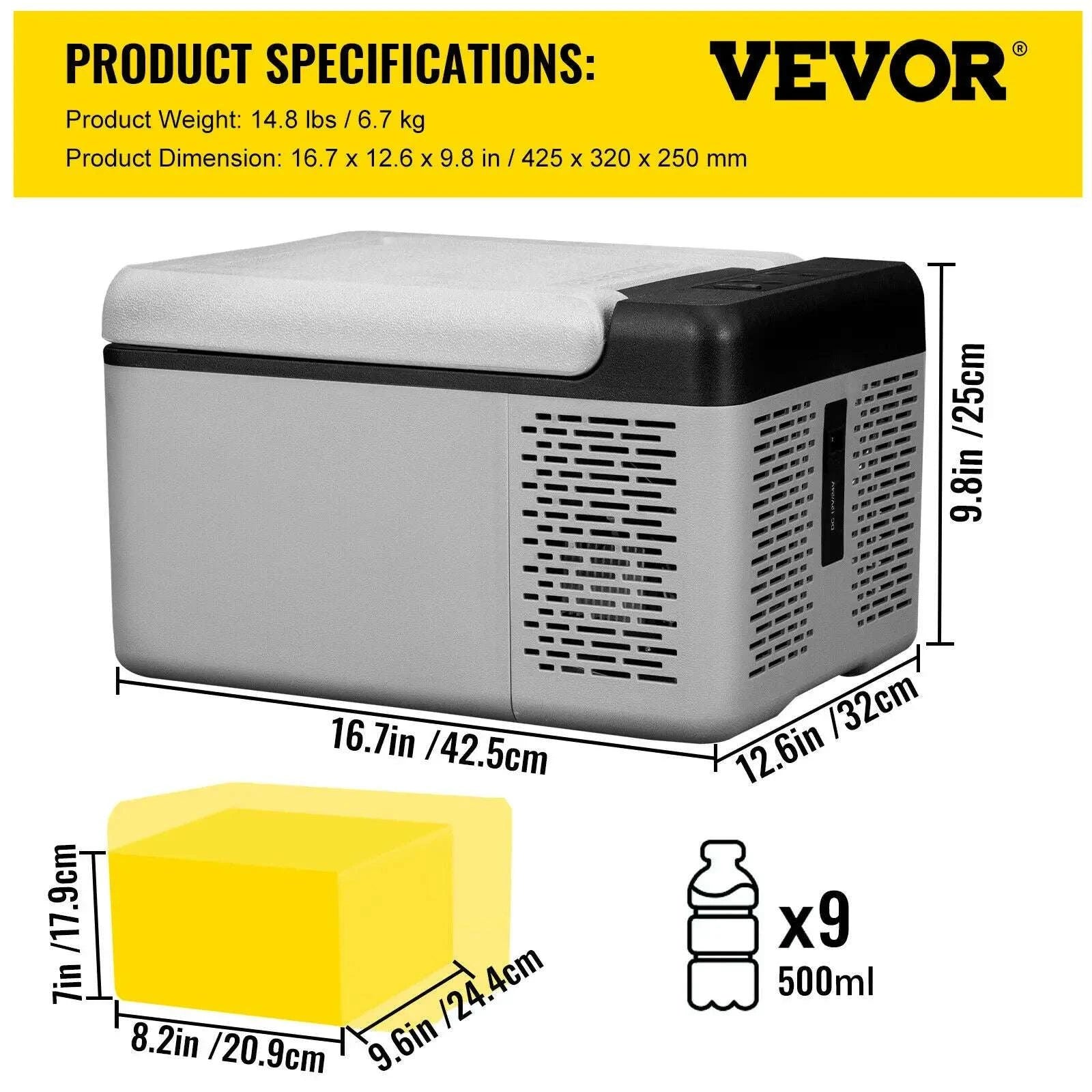 Portable Car Fridge Freezer 9L/15L with Fast Cooling for Travel-15L / United States