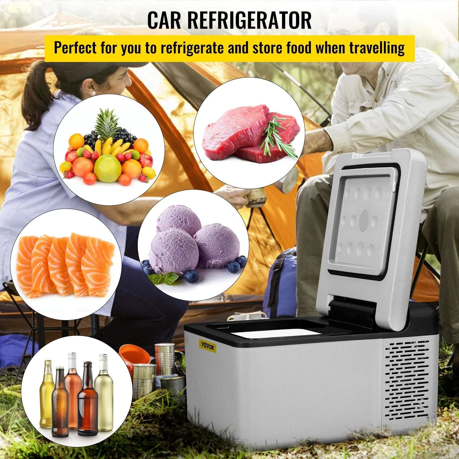 Portable Car Fridge Freezer 9L/15L with Fast Cooling for Travel-15L / United States
