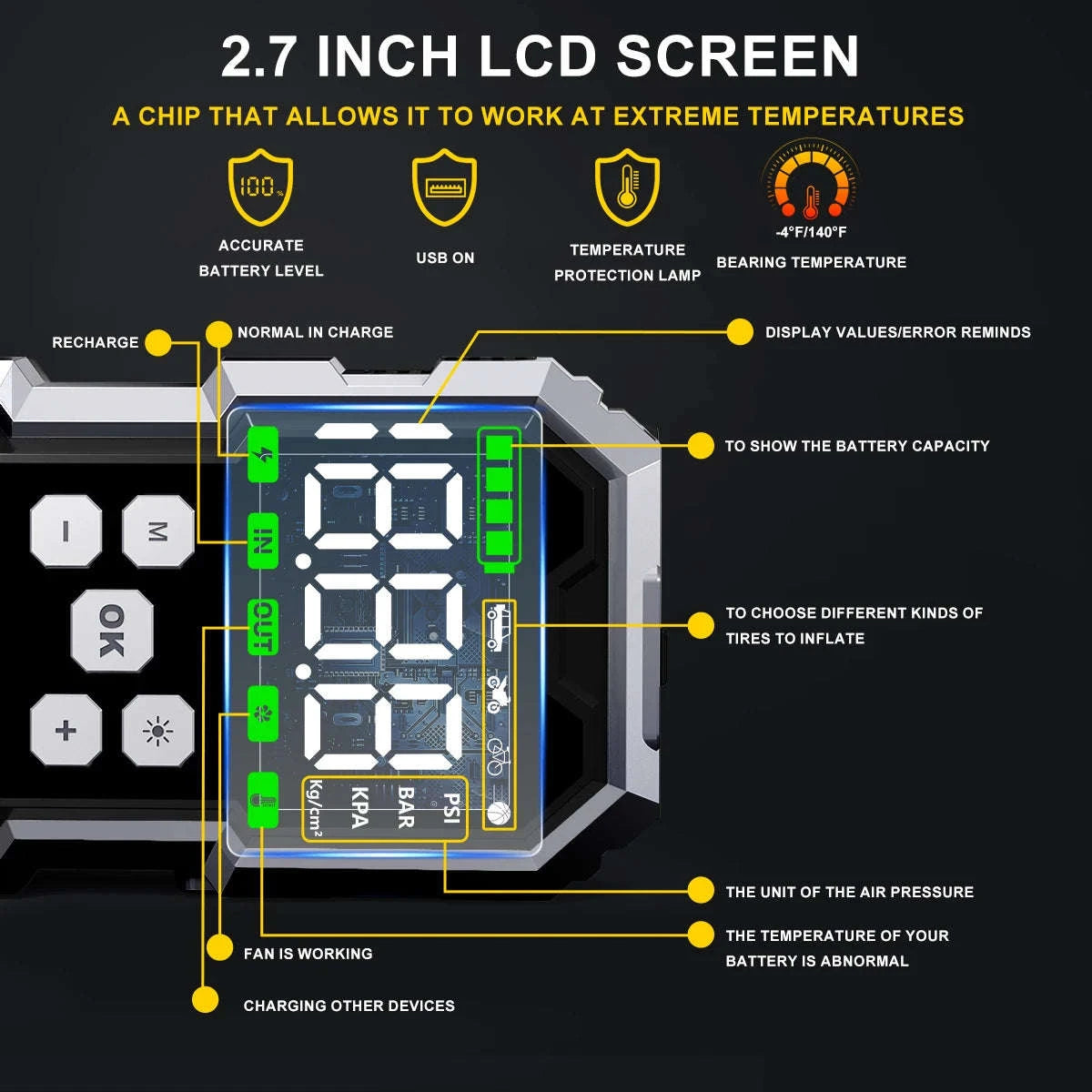 Portable Car Jump Starter & Air Compressor 6000A Booster-26800mah starter / japan
