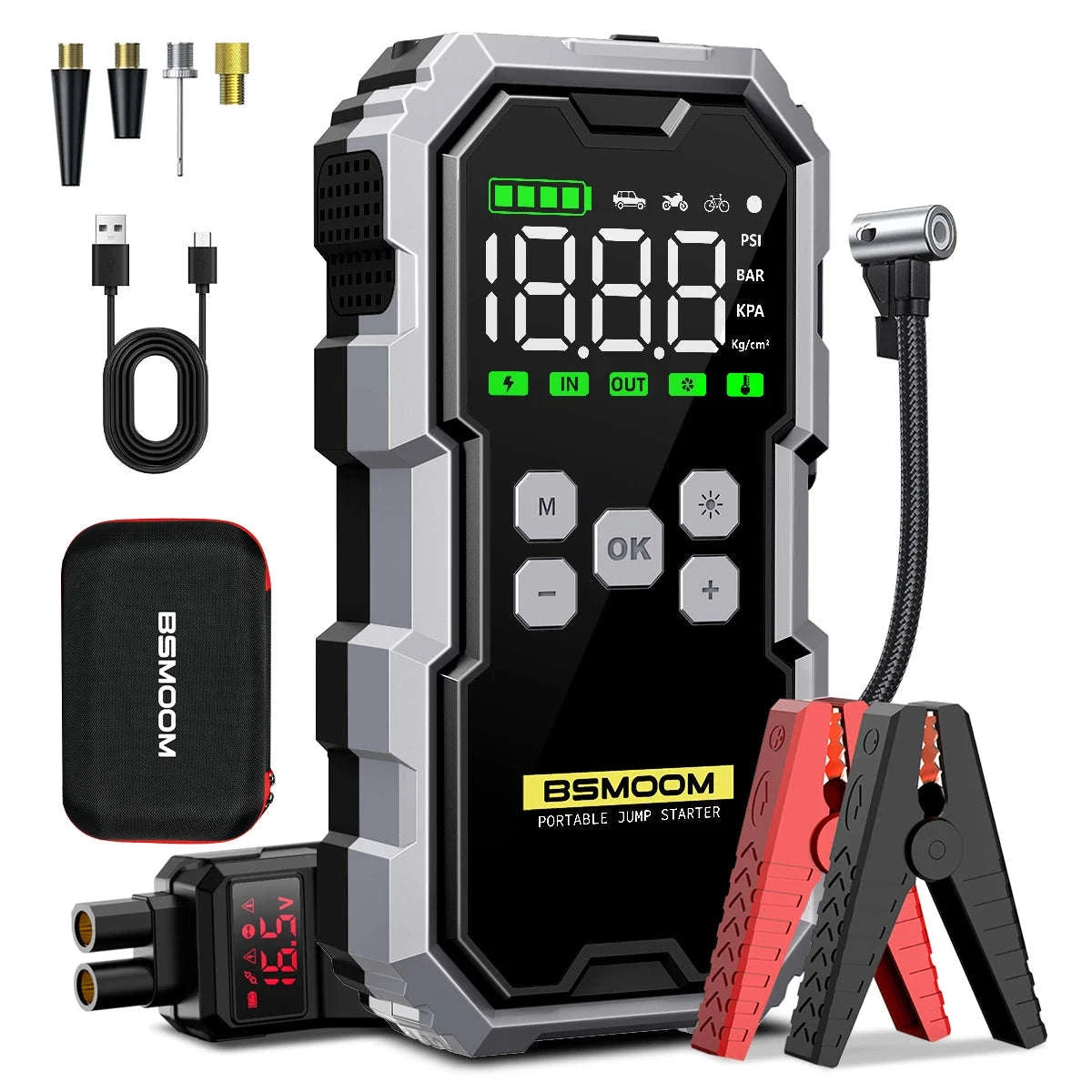 Portable Car Jump Starter & Air Compressor 6000A Booster-26800mah starter / japan