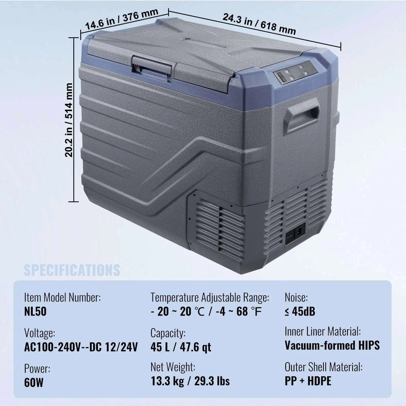 Portable Car Refrigerator 12L with Bluetooth Control-NLS45 DZDT / Germany