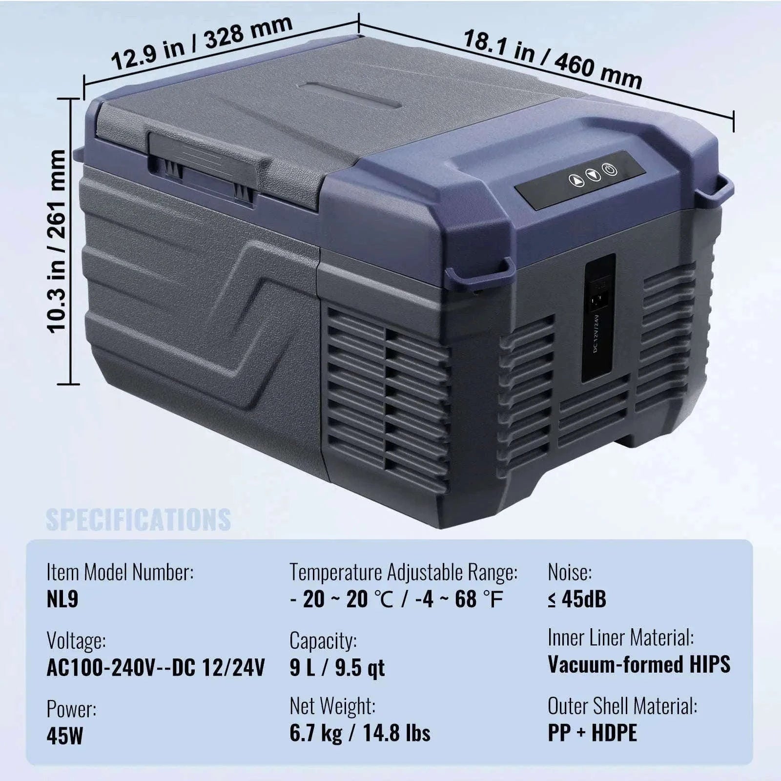 Portable Car Refrigerator 12L with Bluetooth Control-NLS45 DZDT / Germany