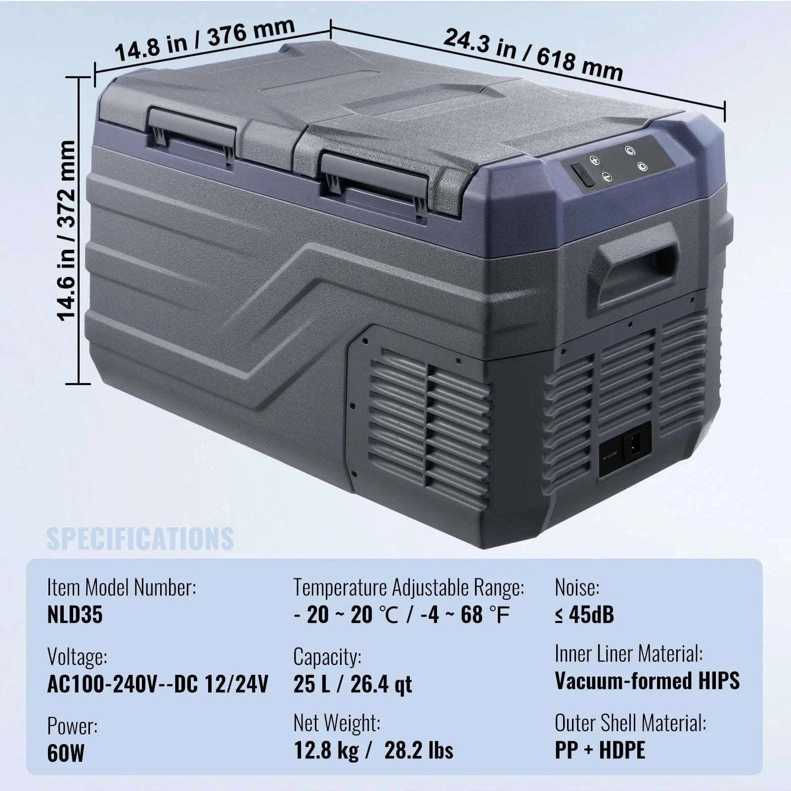 Portable Car Refrigerator 12L with Bluetooth Control-NLS45 DZDT / Germany