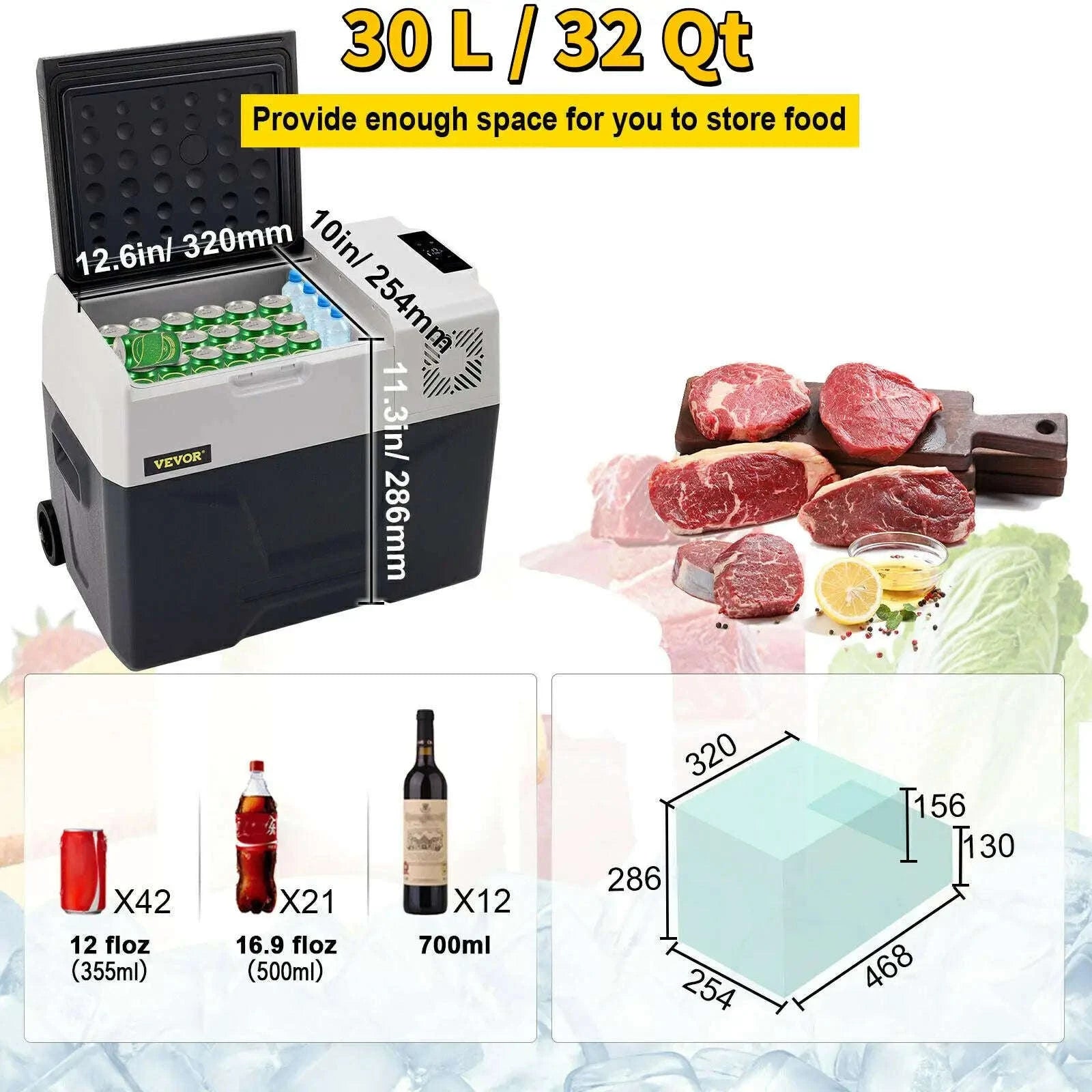 Portable Car Refrigerator 30L 40L 50L 220V-32Qt 30L / france