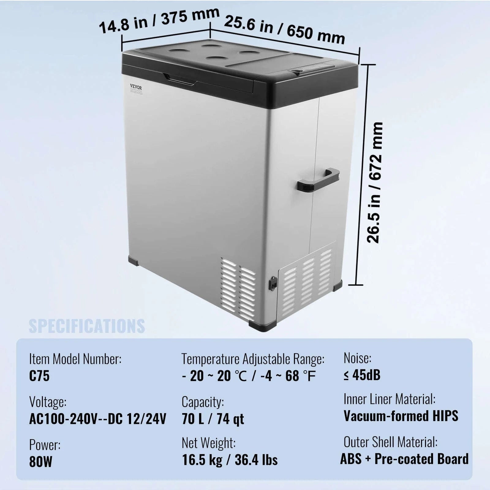 Portable Car Refrigerator 8L to 75L Single and Dual Zone-NLS45 / france