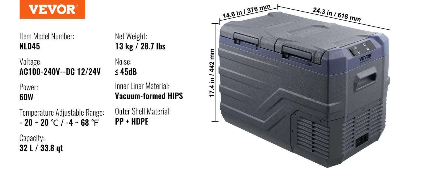 Portable Car Refrigerator 8L to 75L Single and Dual Zone-NLS45 / france