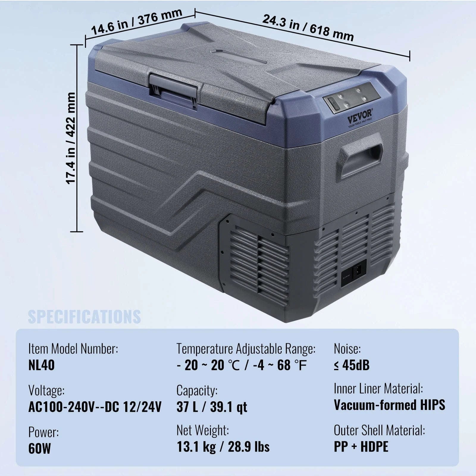 Portable Car Refrigerator 8L to 75L Single and Dual Zone-NLS45 / france