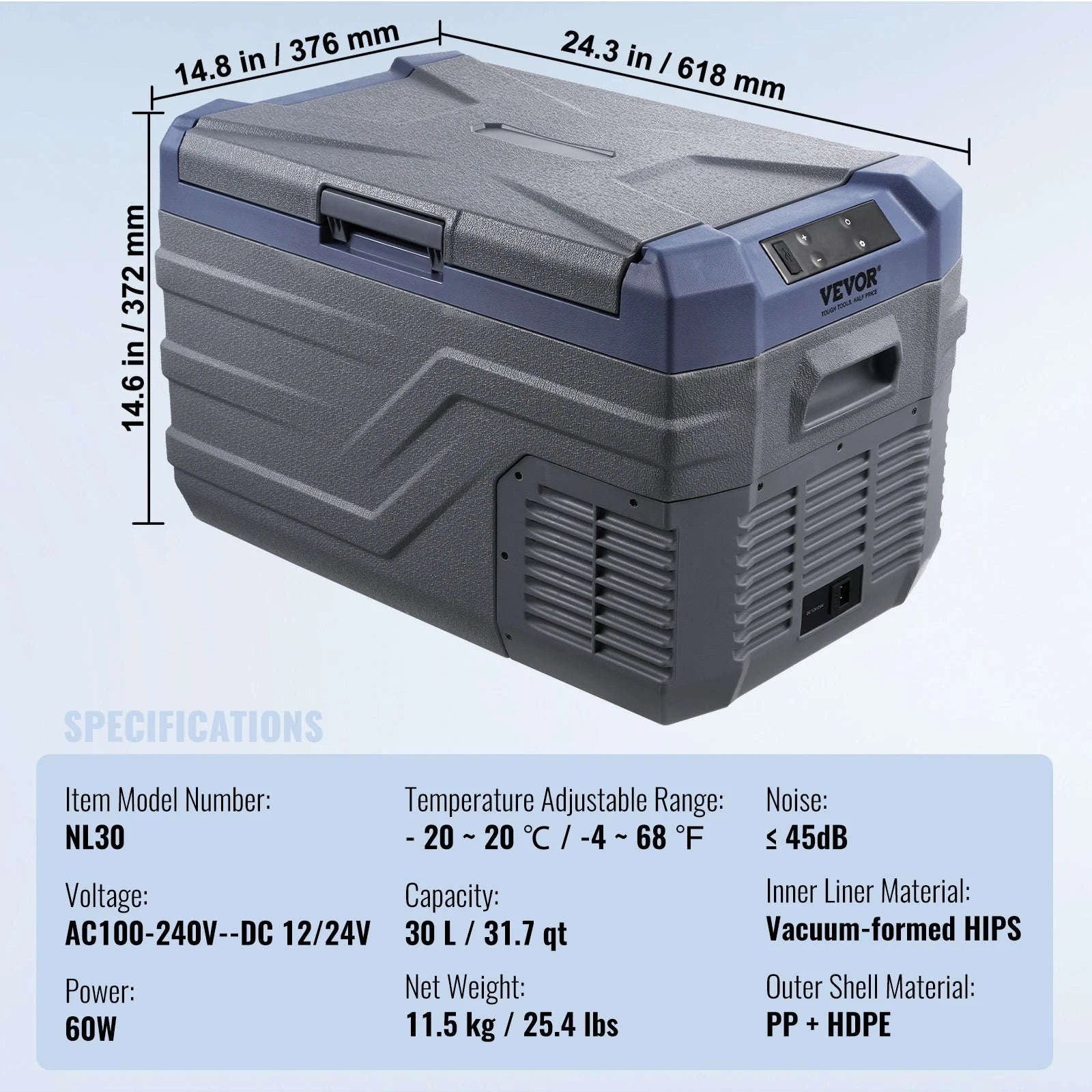 Portable Car Refrigerator 8L to 75L Single and Dual Zone-NLS45 / france