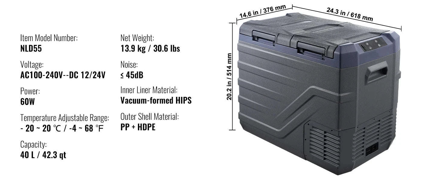 Portable Car Refrigerator 8L to 75L Single and Dual Zone-NLS45 / france