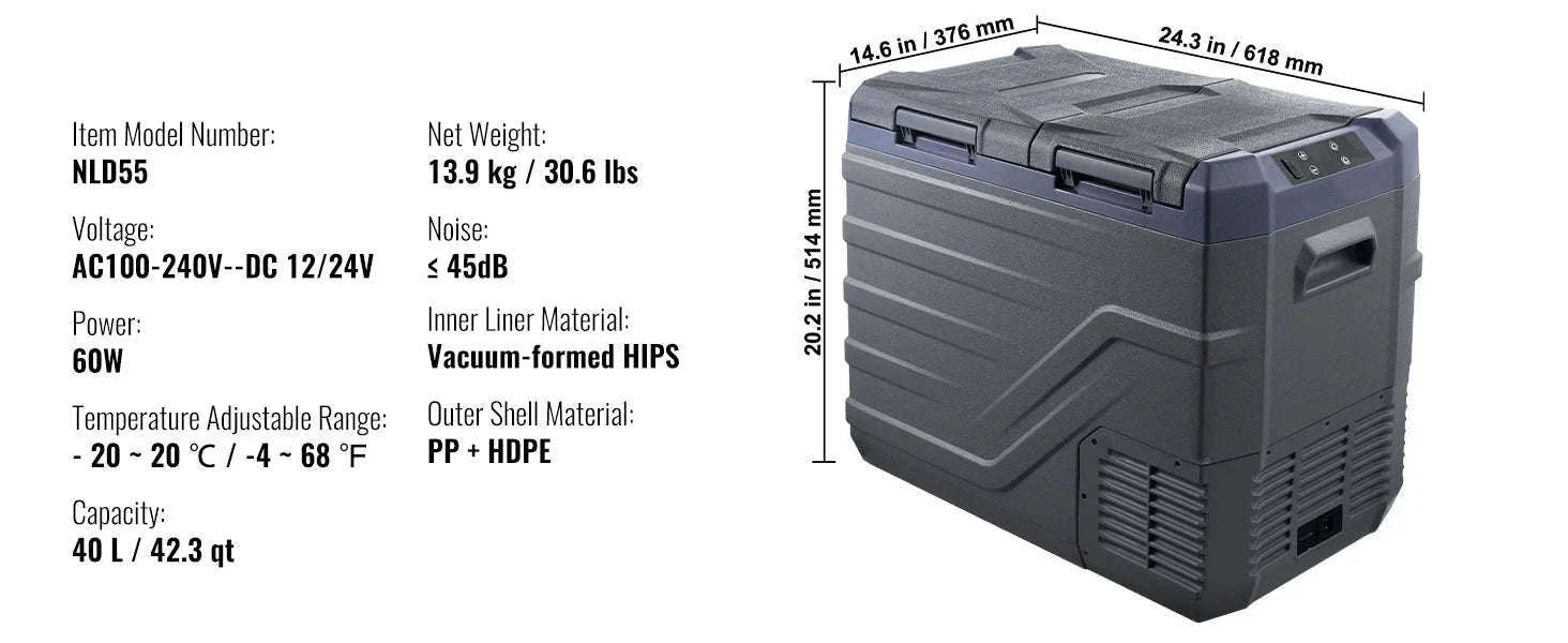 Portable Car Refrigerator 8L to 75L Single and Dual Zone-NLS45 / france