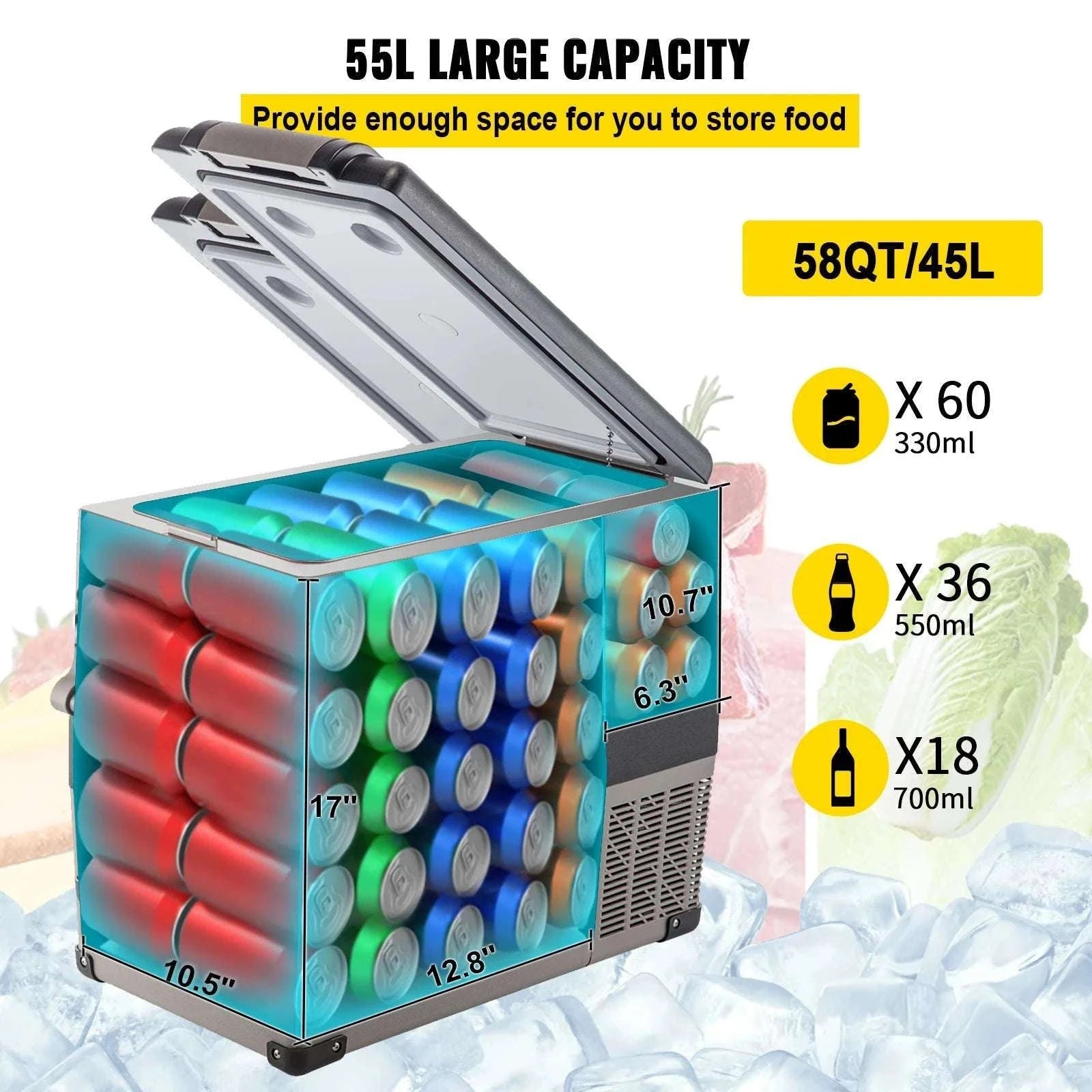 Portable Car Refrigerator Freezer 12V Compressor Cooler 20L–55L-22L NEW / United States