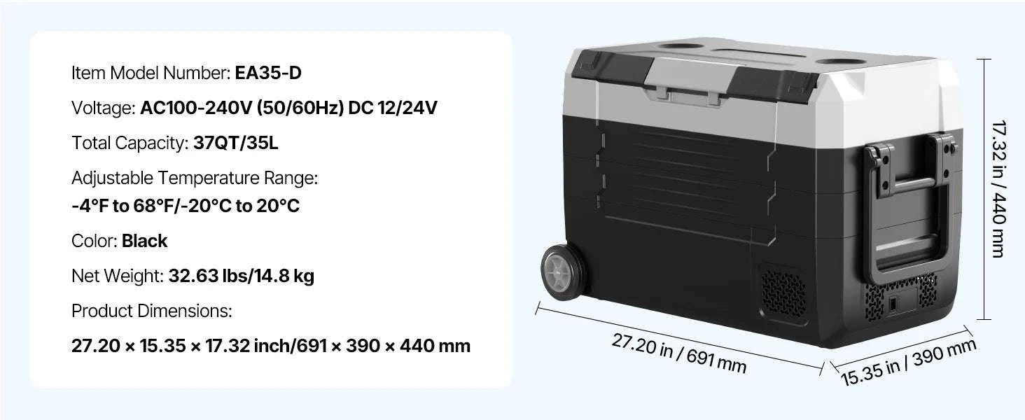 Portable Car Refrigerator Freezer 12V Compressor Cooler 20L–55L-22L NEW / United States