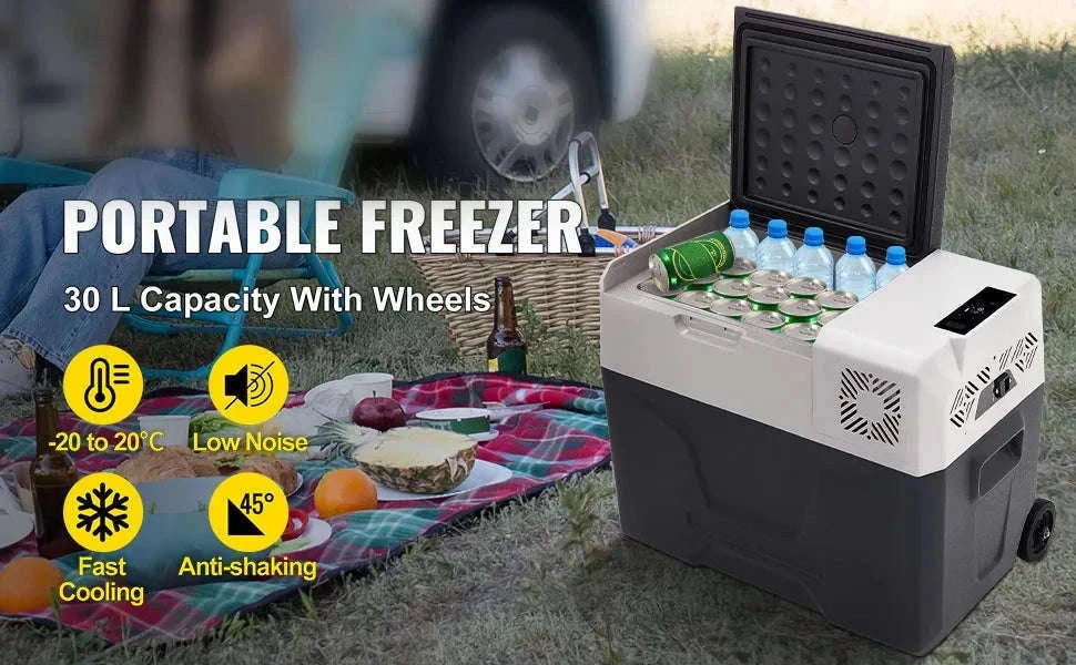 Portable Car Refrigerator Freezer 15–55L with Fast Cooling & App Control-CZECH REPUBLIC / 15L