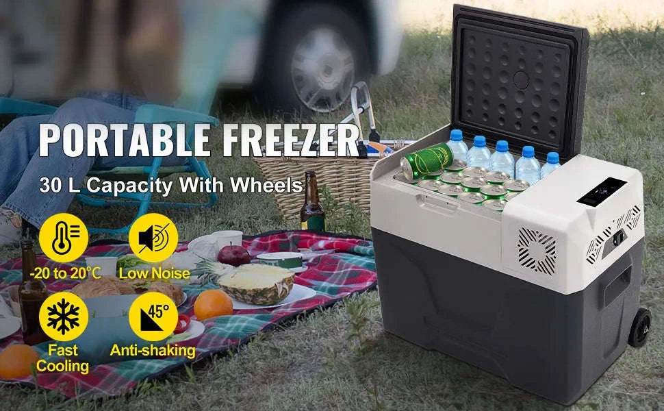 Portable Car Refrigerator Freezer 15–55L with Fast Cooling & App Control-CZECH REPUBLIC / 15L