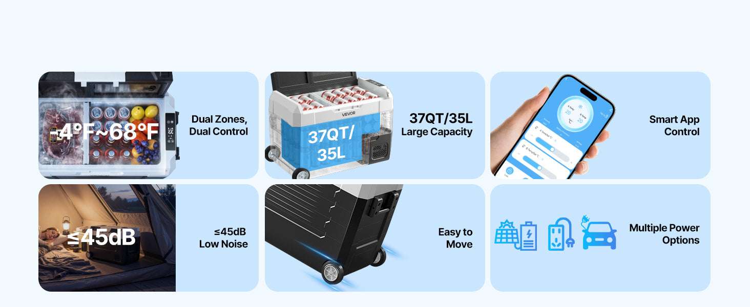 Portable Car Refrigerator Freezer 35L/45L/55L with App Control-35L NEW / United States