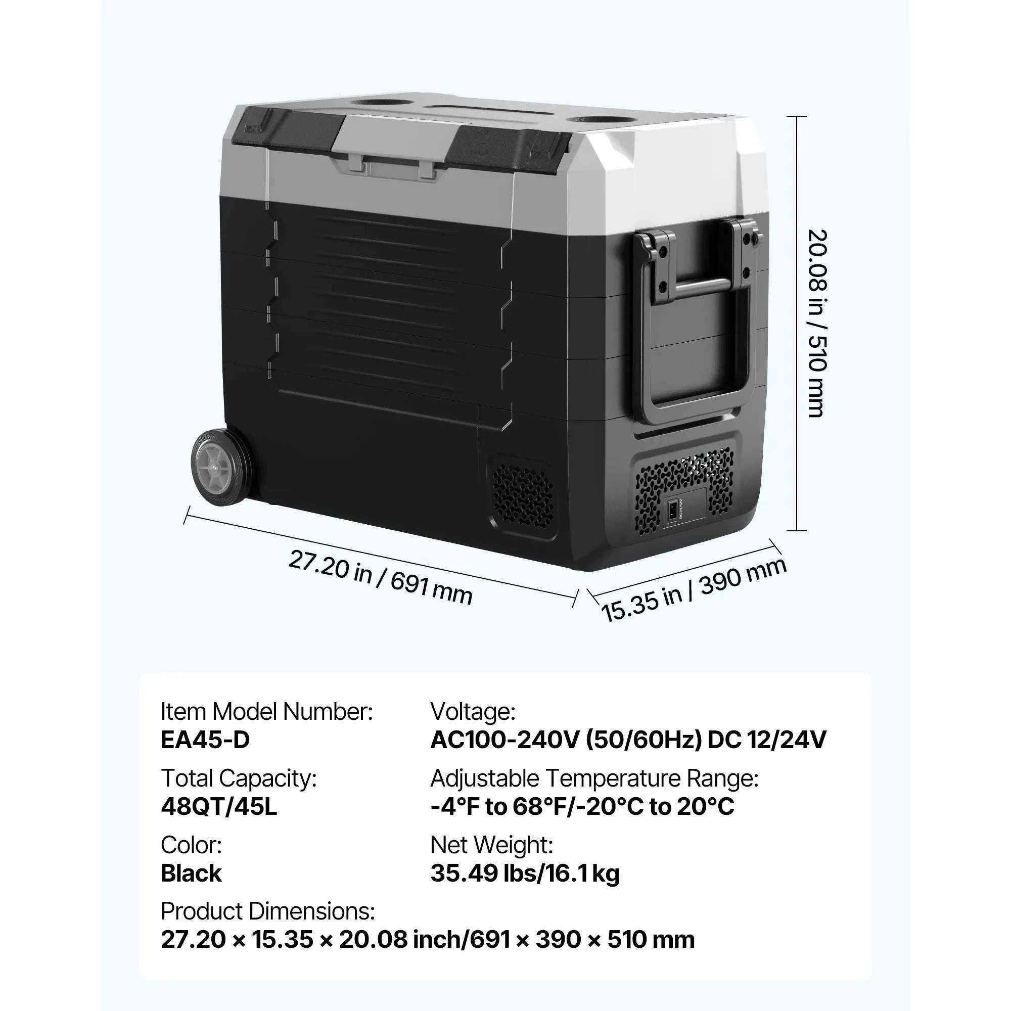 Portable Car Refrigerator Freezer 35L/45L/55L with App Control-35L NEW / United States