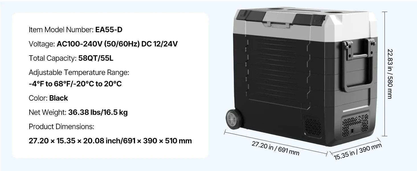 Portable Car Refrigerator Freezer 35L/45L/55L with App Control-35L NEW / United States