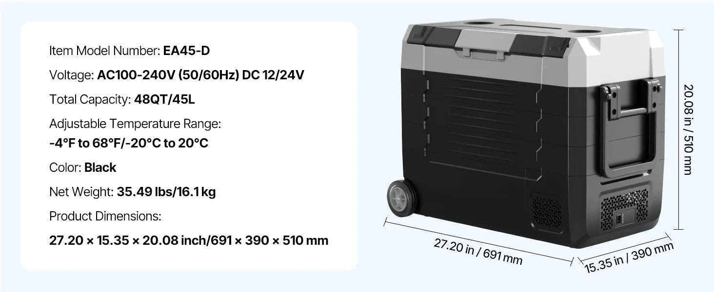 Portable Car Refrigerator Freezer 35L/45L/55L with App Control-35L NEW / United States