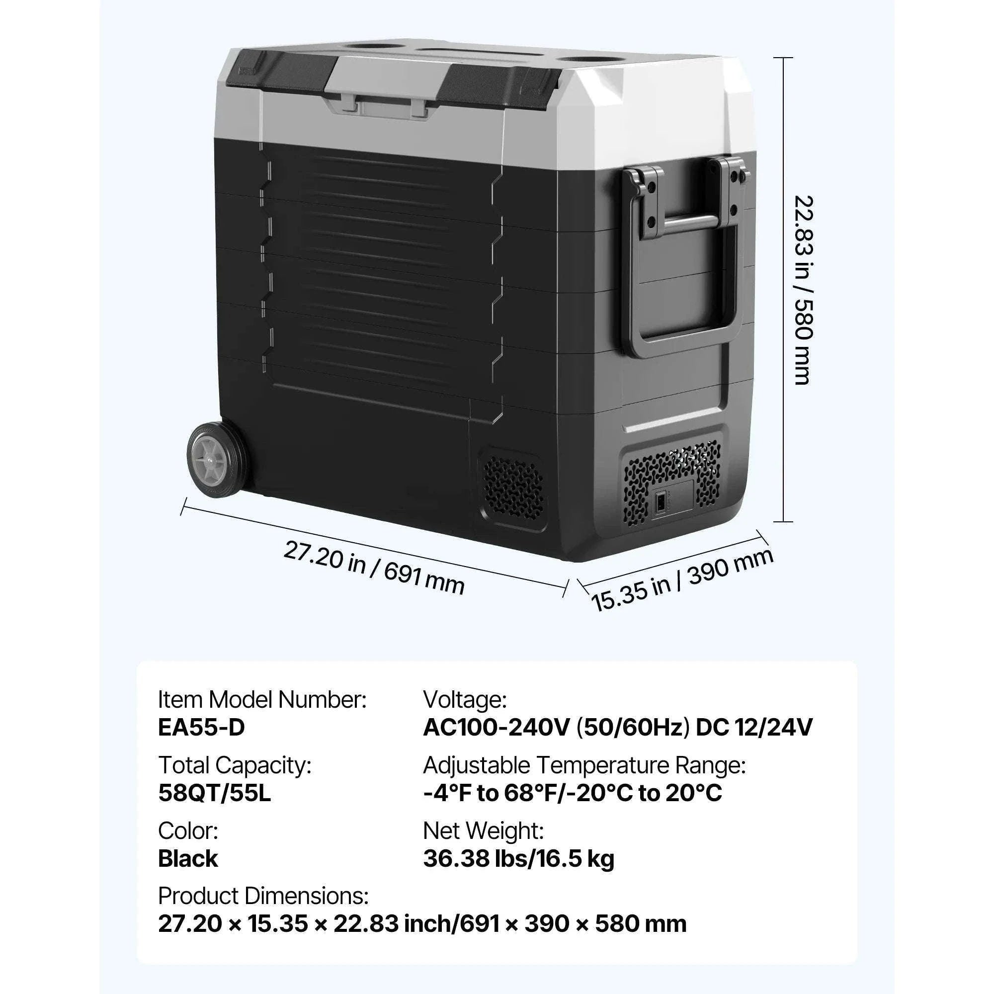 Portable Car Refrigerator Freezer 35L/45L/55L with App Control-35L NEW / United States
