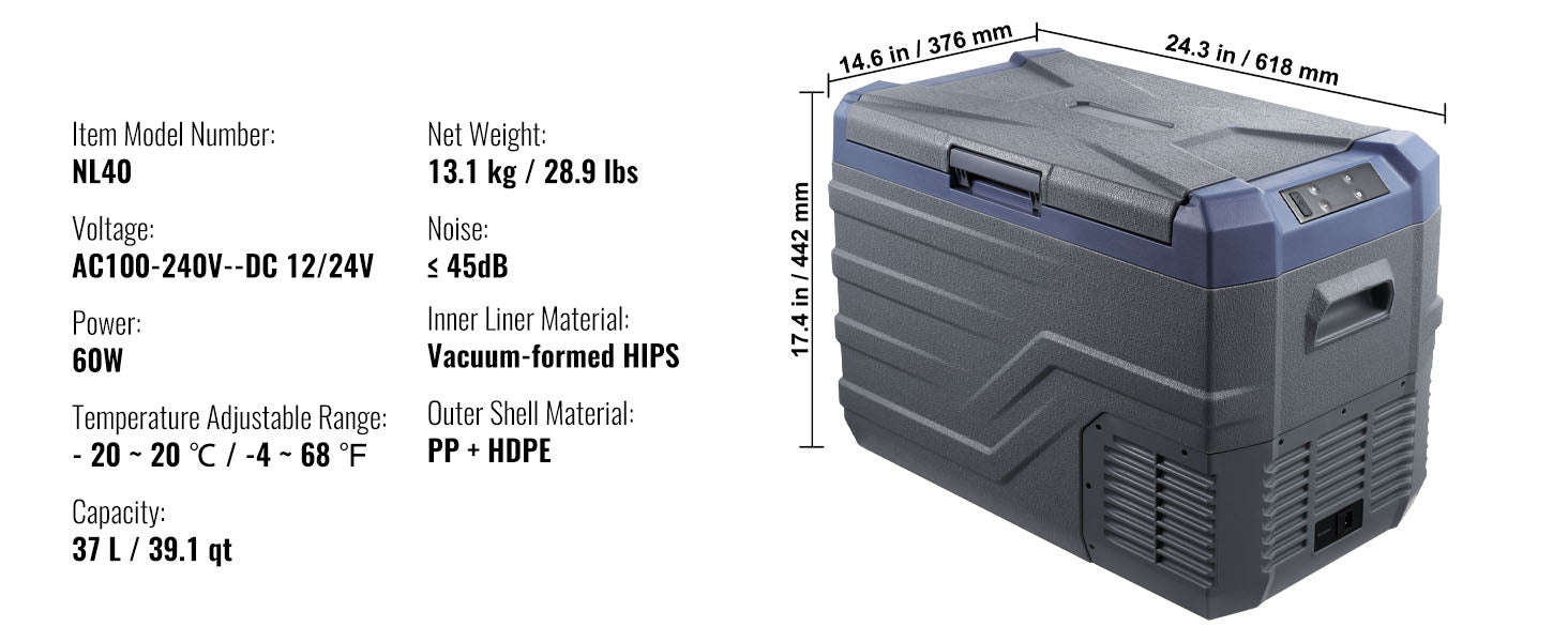 Portable Car Refrigerator with Single or Dual Zone and Bluetooth Control-C75 STC / Canada