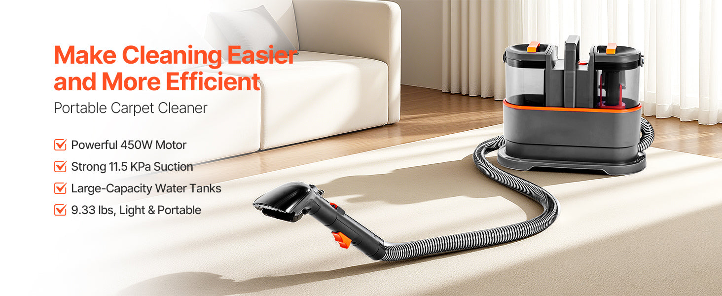 Portable Carpet Cleaner Machine with Dual Water Tanks