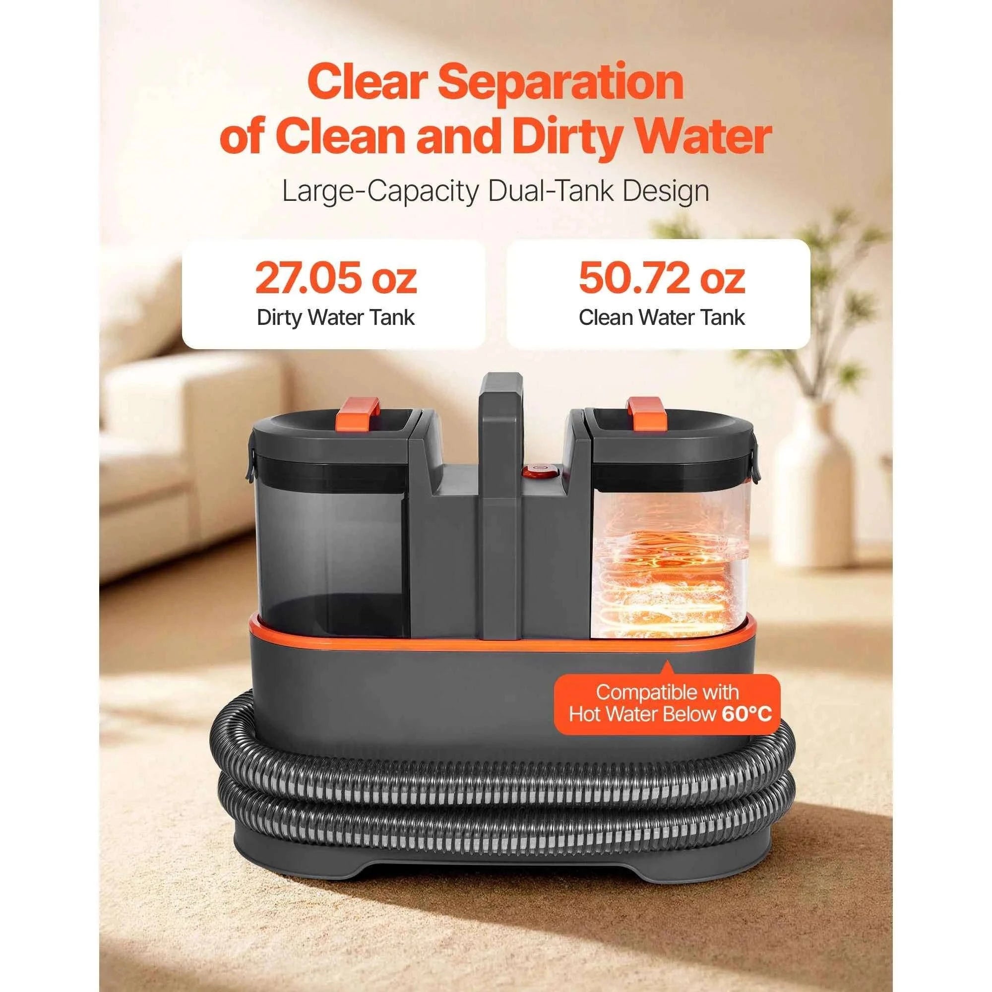 Portable Carpet Cleaner Machine with Dual Water Tanks-15.16x7.48x12.91inch / United States