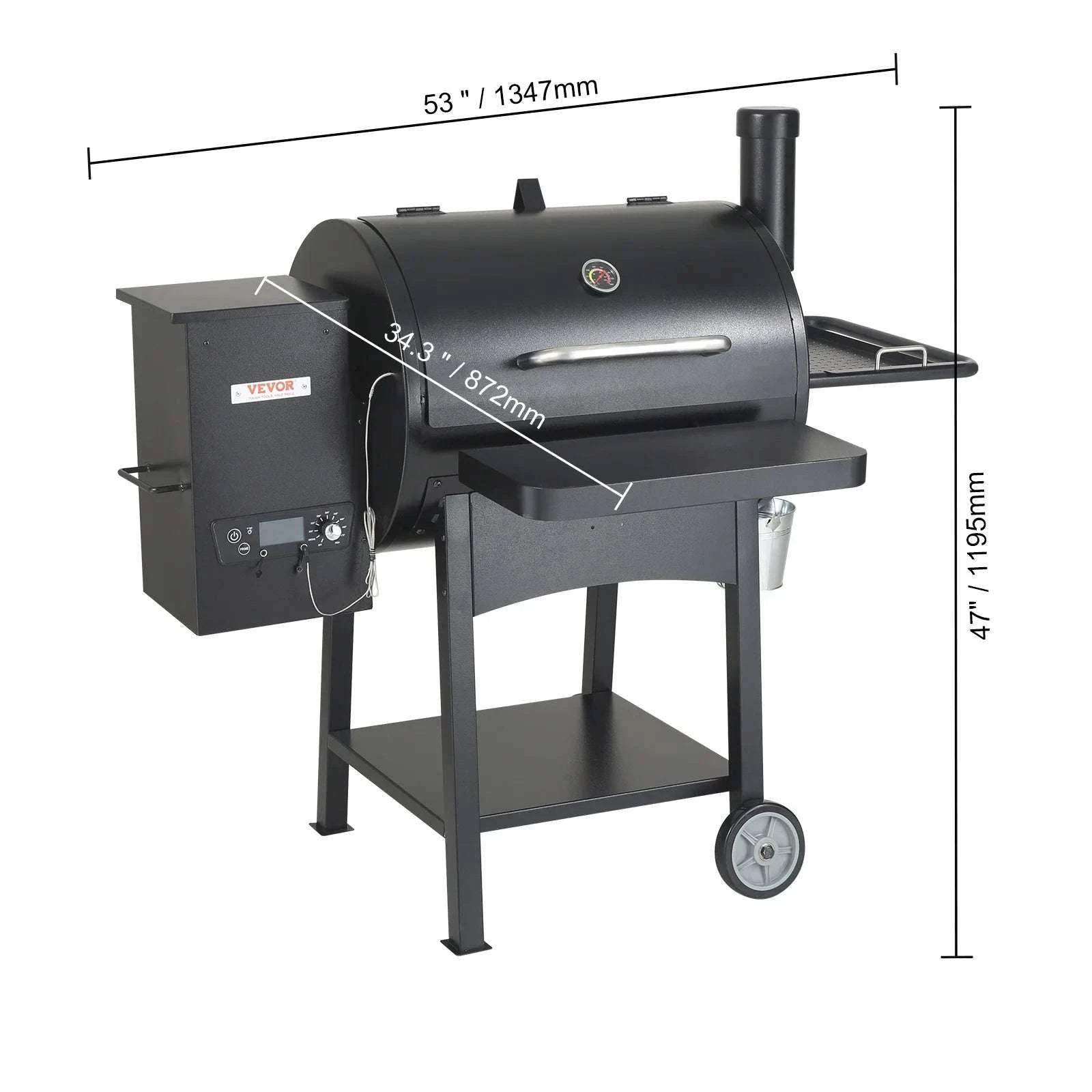 Portable Charcoal Grill Smoker with Cart, Cover & Temperature Control-53inch / United States