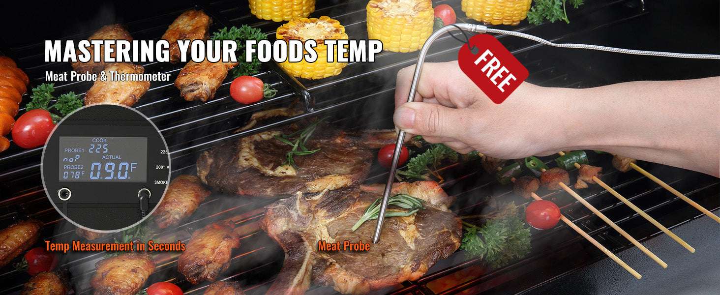 Portable Charcoal Grill Smoker with Cart, Cover & Temperature Control-53inch / United States