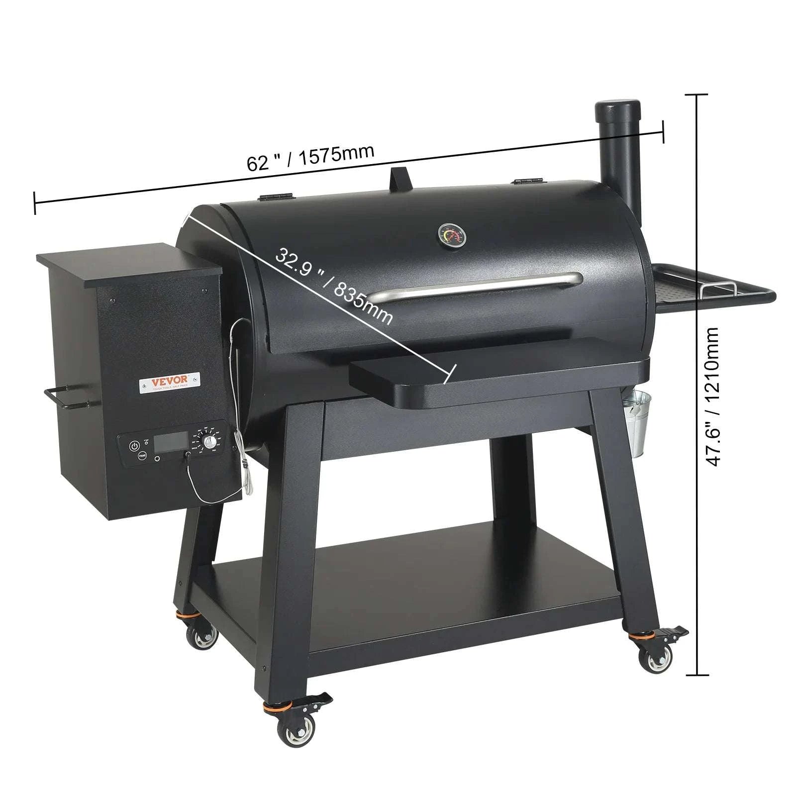 Portable Charcoal Grill Smoker with Cart, Cover & Temperature Control-62inch / United States