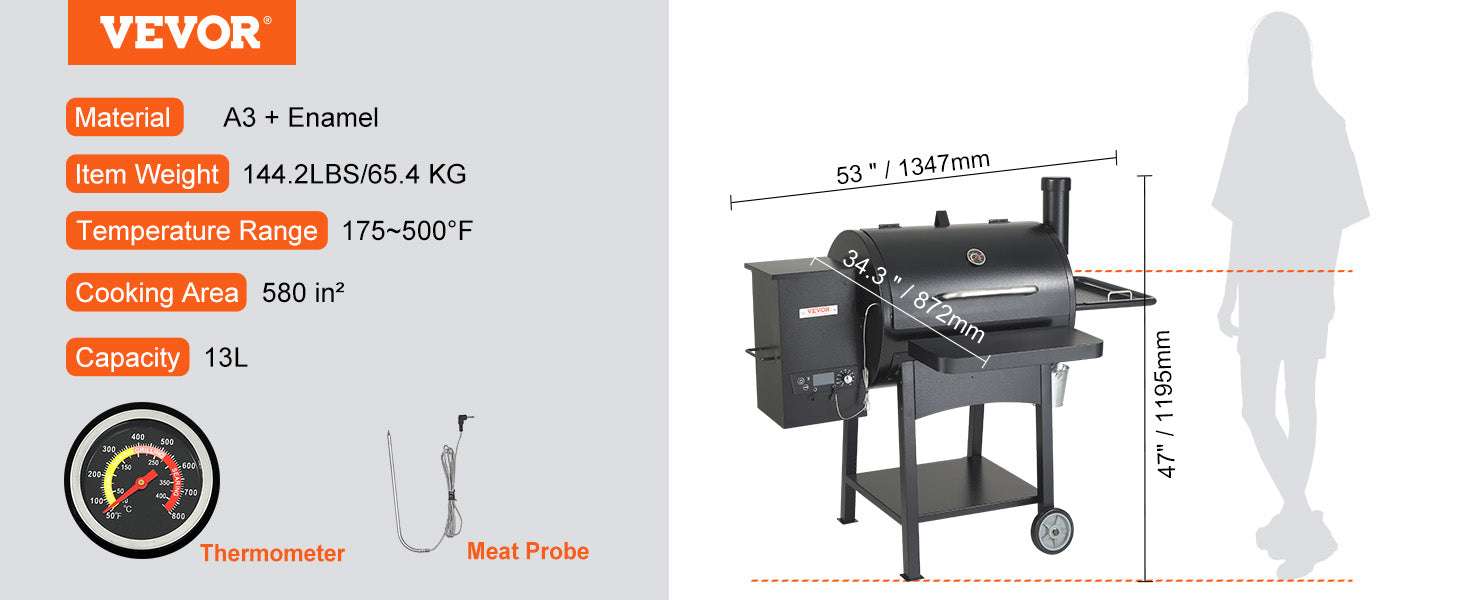 Portable Charcoal Grill Smoker with Cart, Cover & Temperature Control-62inch / United States