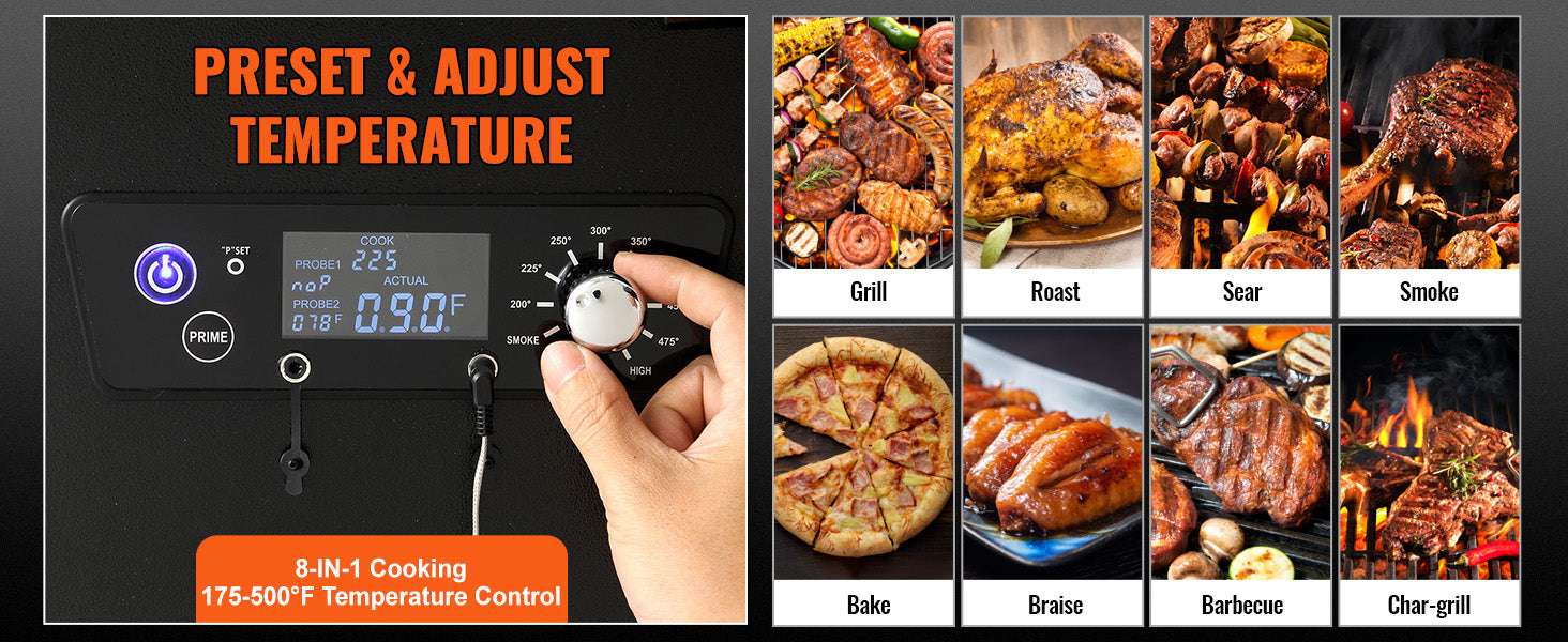 Portable Charcoal Grill Smoker with Cart, Cover & Temperature Control-62inch / United States