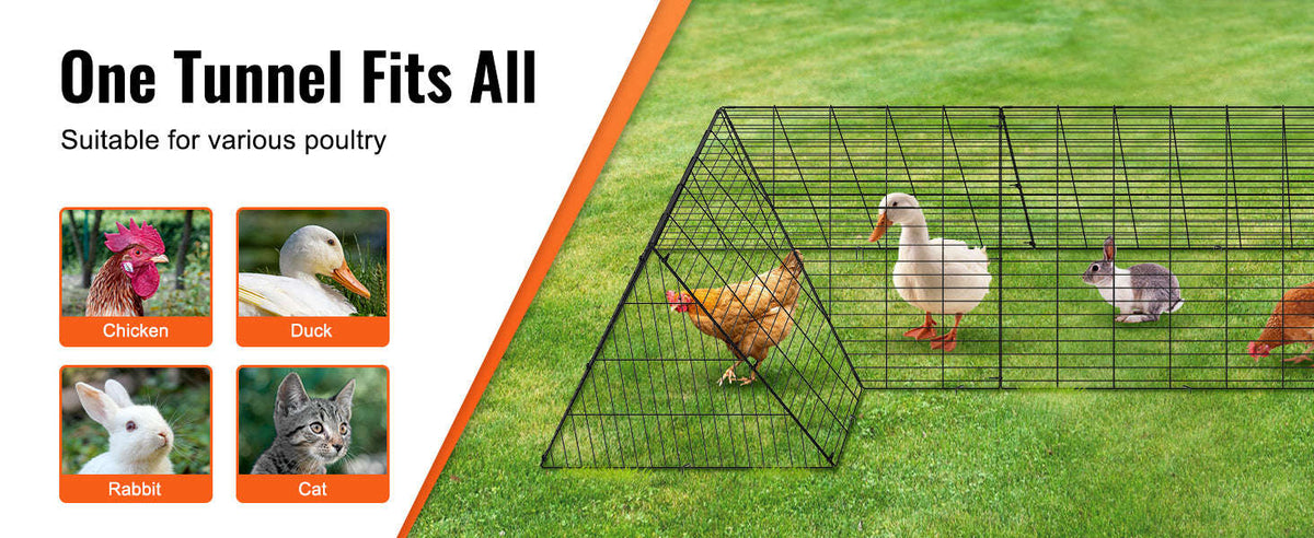 Portable Chicken Tunnel with Corner Frame, 157.5 x 39.4 x 24.2 in-Straight x Corner / United Kingdom