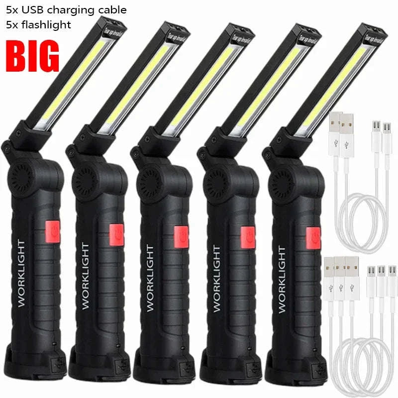 Portable COB LED Flashlight USB Rechargeable Work Light-W51 Small 3pcs