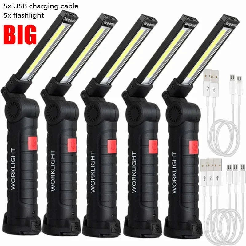 Portable COB LED Flashlight USB Rechargeable Work Light-W51 Small 3pcs