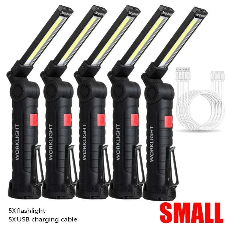 Portable COB LED Flashlight USB Rechargeable Work Light-W51 Small 3pcs