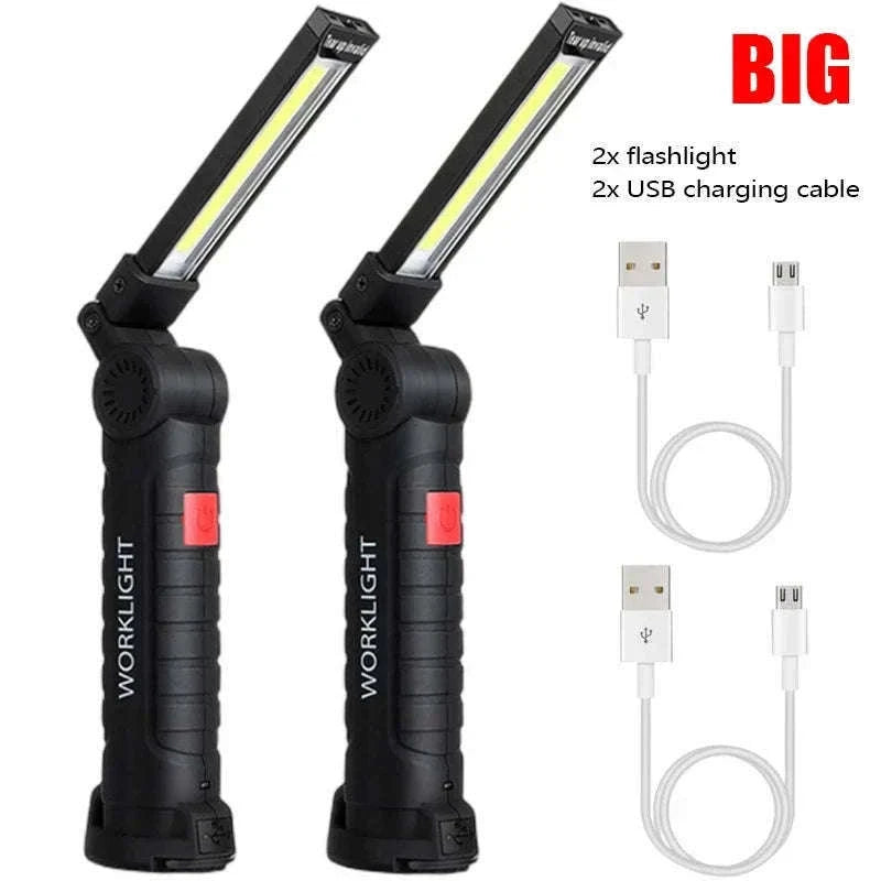 Portable COB LED Flashlight USB Rechargeable Work Light-W51 Small 3pcs