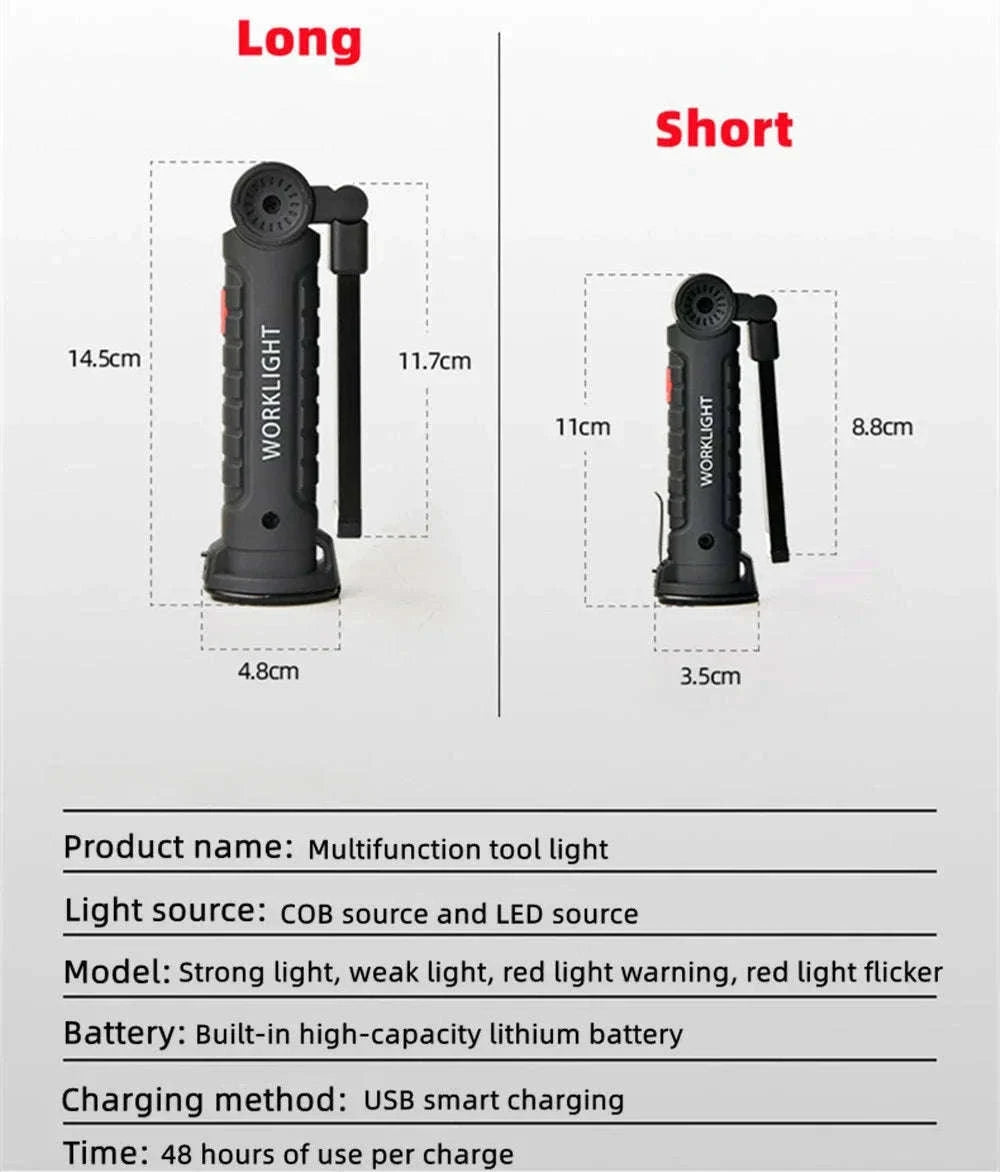 Portable COB LED Flashlight USB Rechargeable Work Light-W51 Small 3pcs