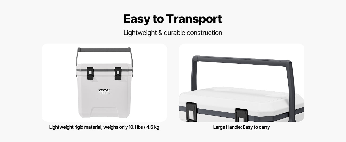 Portable Hard Cooler with Ice Retention, Heavy-Duty Handles and Cup Holder