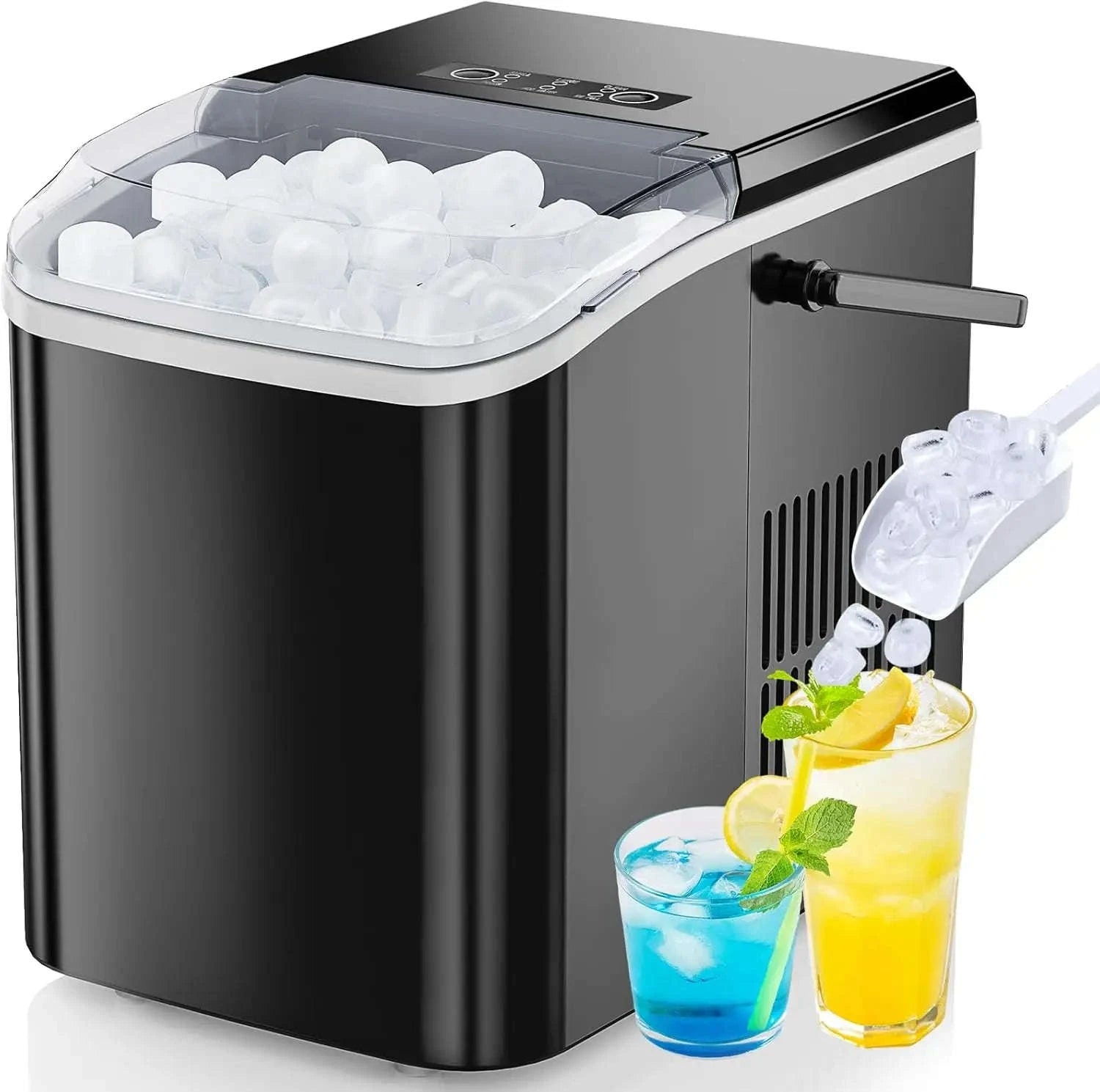 Portable Countertop Ice Maker, 26lbs/24H, 9 Cubes in 6 Mins, Self-Cleaning, Quiet for Home Kitchen RV Camping-United States