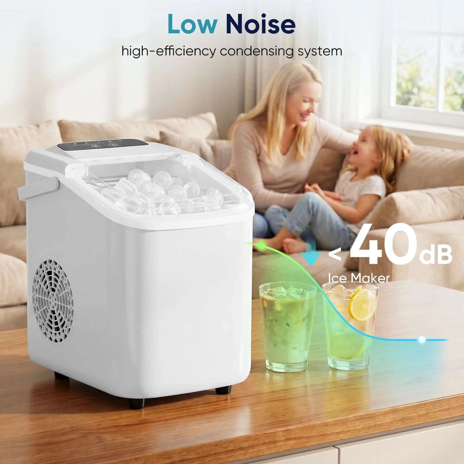 Portable Countertop Ice Maker – 9 Cubes in 6 Minutes, 26lb Daily-Pink / United States