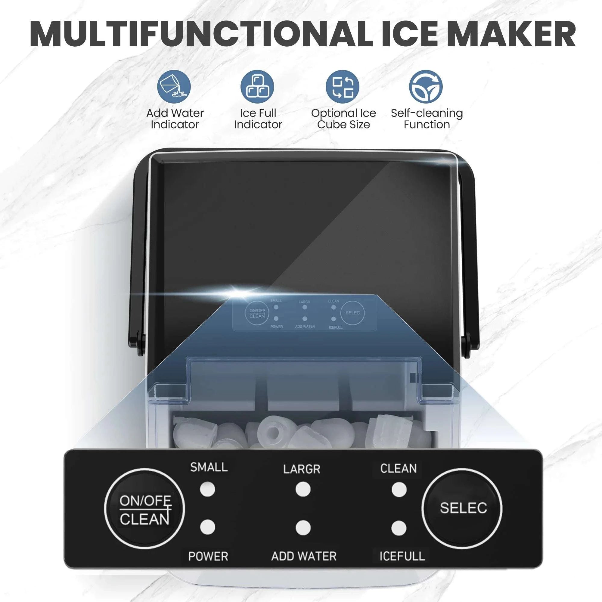 Portable Countertop Ice Maker with Handle – 9 Cubes in 6 Minutes-black / United States