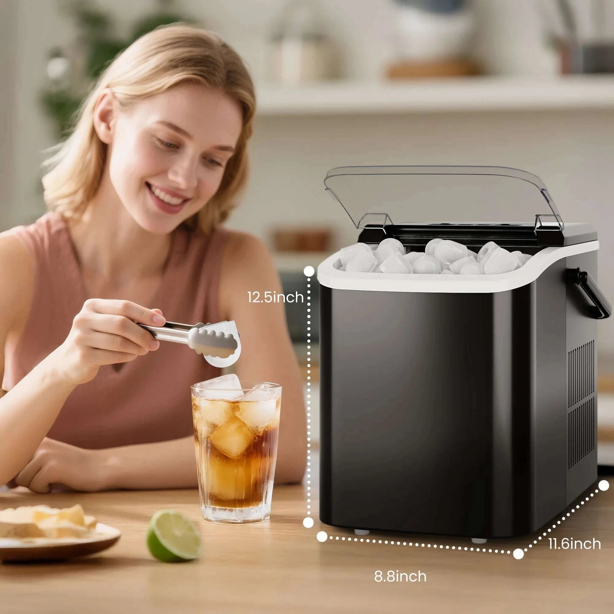 Portable Countertop Ice Maker with Handle – 9 Cubes in 6 Minutes-black / United States