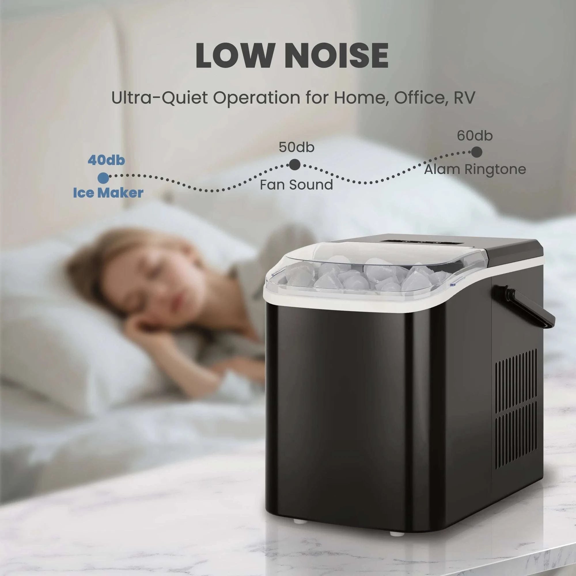 Portable Countertop Ice Maker with Handle – 9 Cubes in 6 Minutes-black / United States