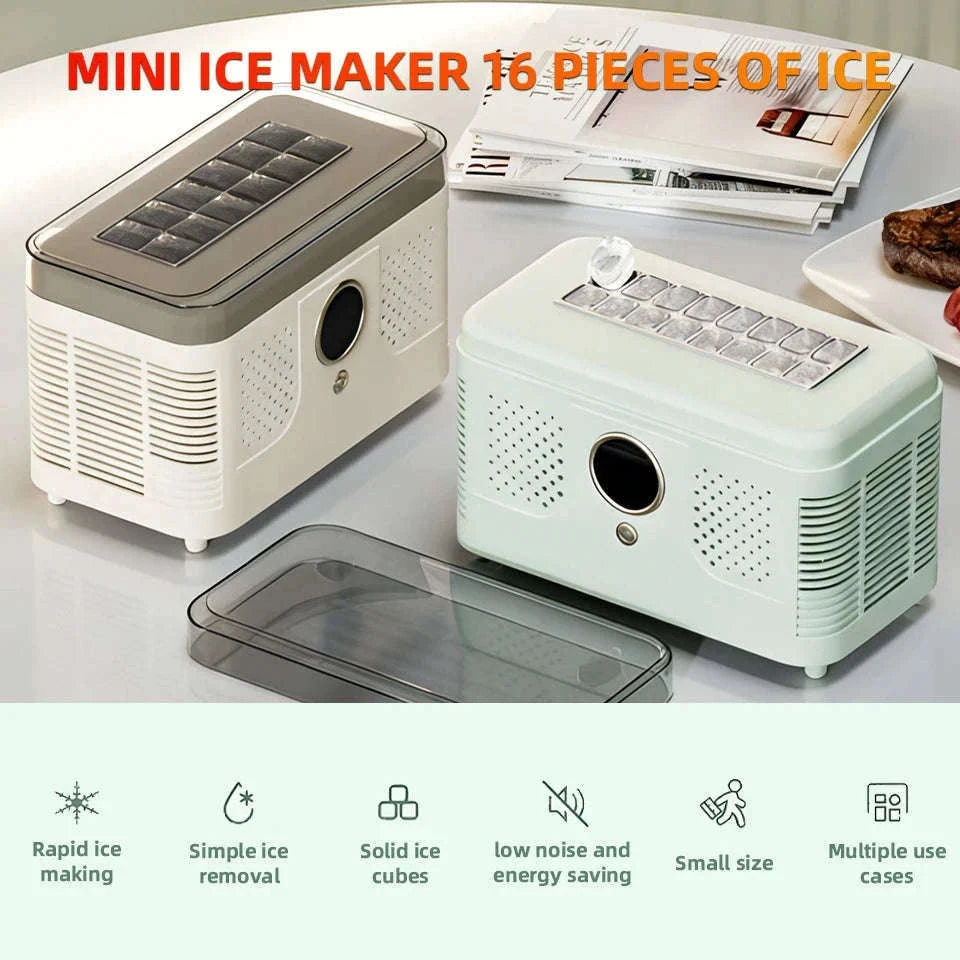 Portable Dual-Use Ice Maker for Car and Home-EU Car-Home-Beige