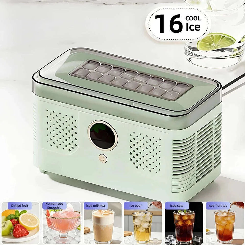 Portable Dual-Use Ice Maker for Car and Home-EU Car-Home-Beige