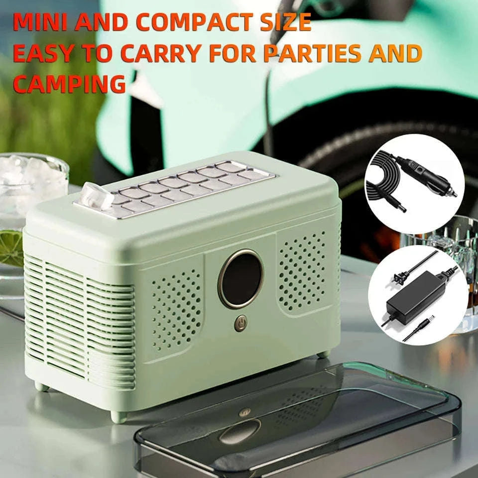 Portable Dual-Use Ice Maker for Car and Home-EU Car-Home-Beige