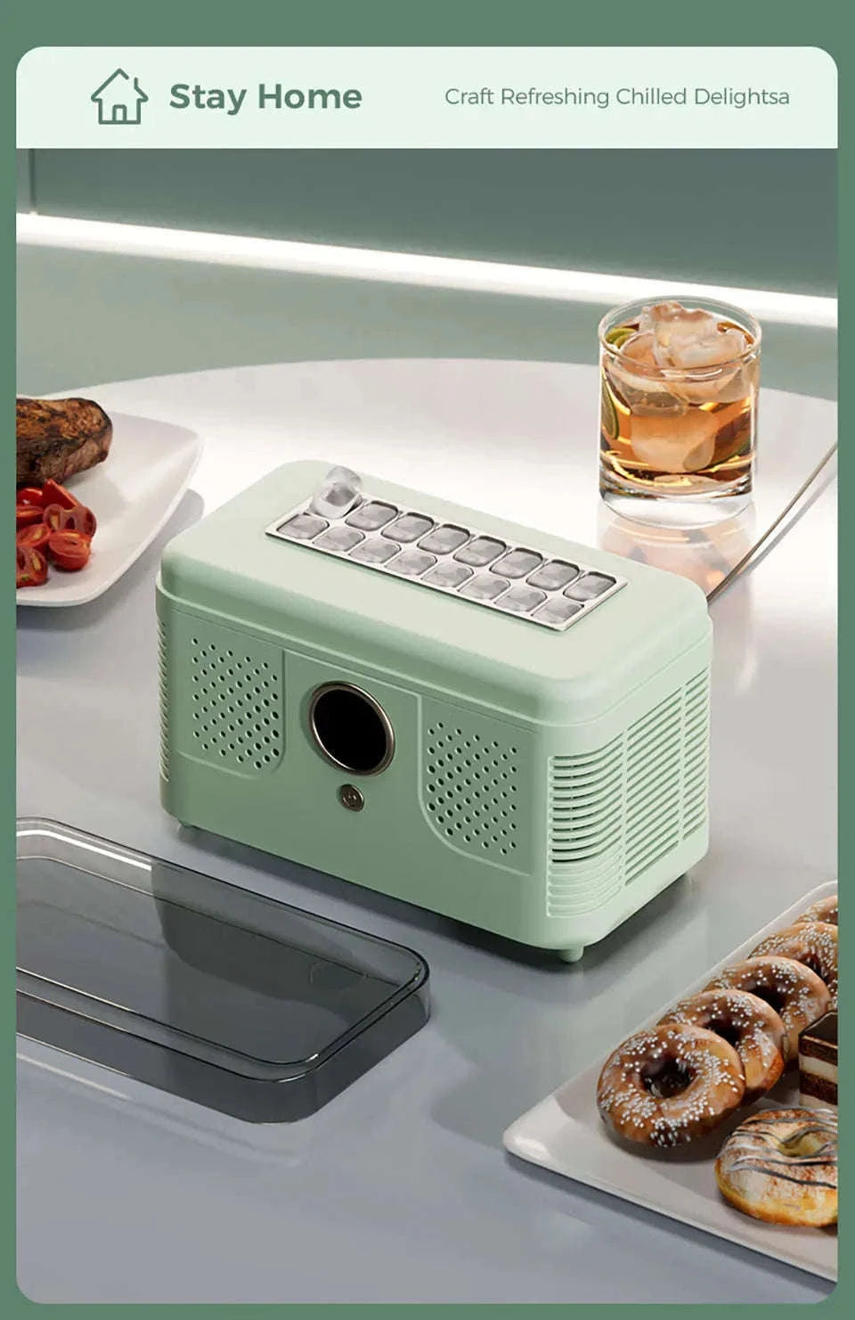 Portable Dual-Use Ice Maker for Car and Home-EU Car-Home-Beige