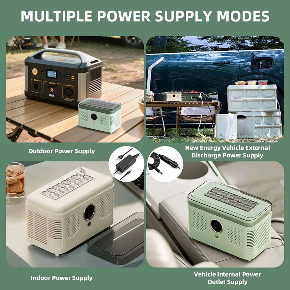Portable Dual-Use Ice Maker for Car and Home-EU Car-Home-Beige
