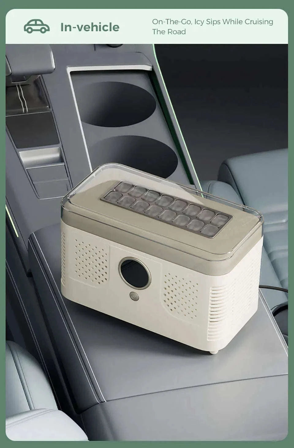 Portable Dual-Use Ice Maker for Car and Home-EU Car-Home-Beige